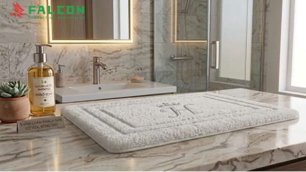 Thảm chân trắng trơn cỡ vừa bông dày