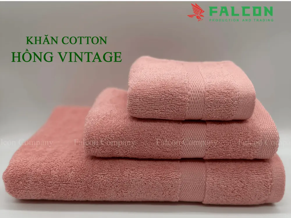 Khăn Cotton hồng vintage