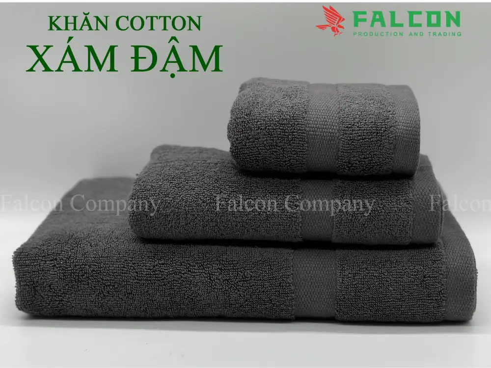 Khăn Cotton xám đậm