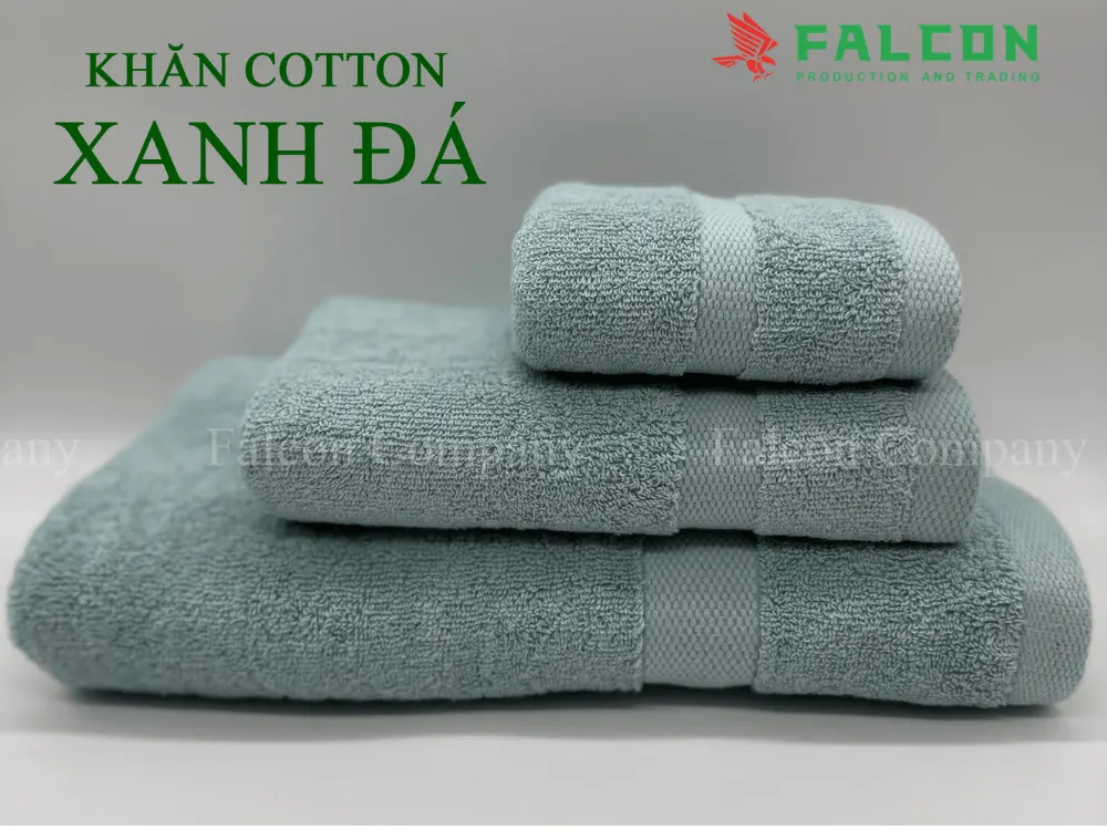 Khăn cotton xanh đá 
